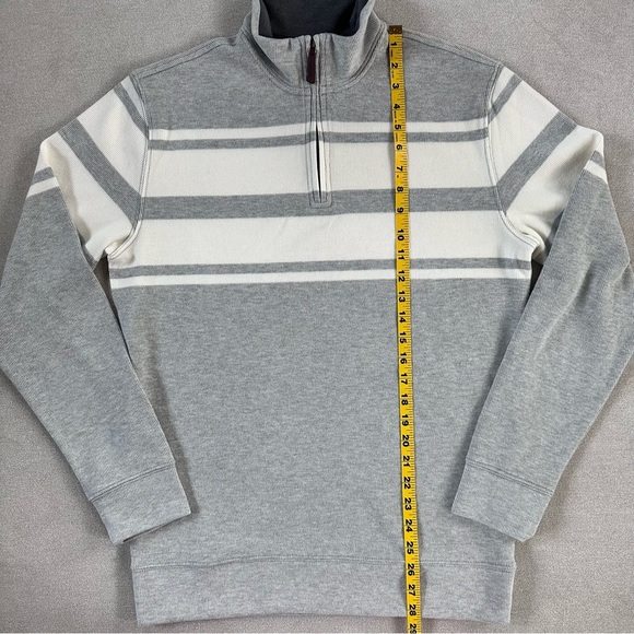 Lands’ End Bedford Rib 1/4 Zip. Medium. Gray/Ivory stripe. NWT. - Picture 8 of 9